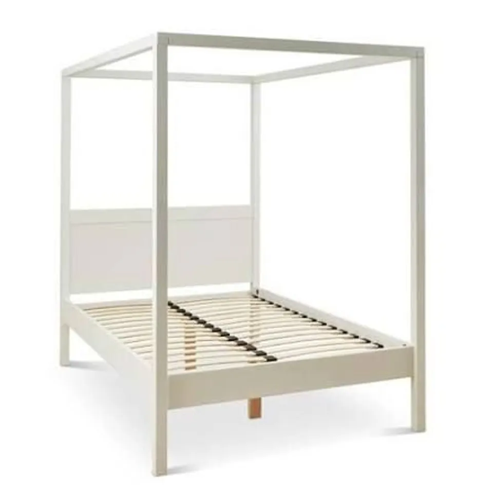 BOXED LYNTON 4 POSTER CANOPY SUPERKING BED FRAME - WHITE (2 BOXES)