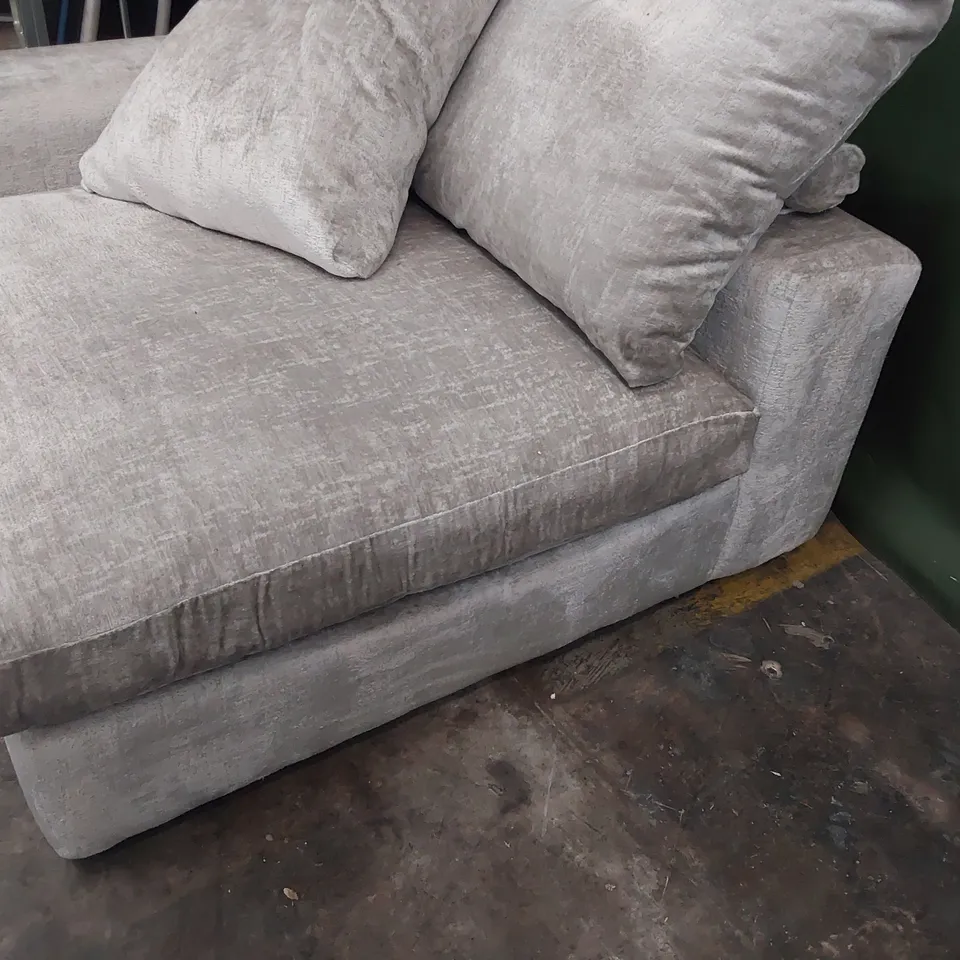 DESIGNER CORNER SECTION PLUSH SILVER FABRIC 
