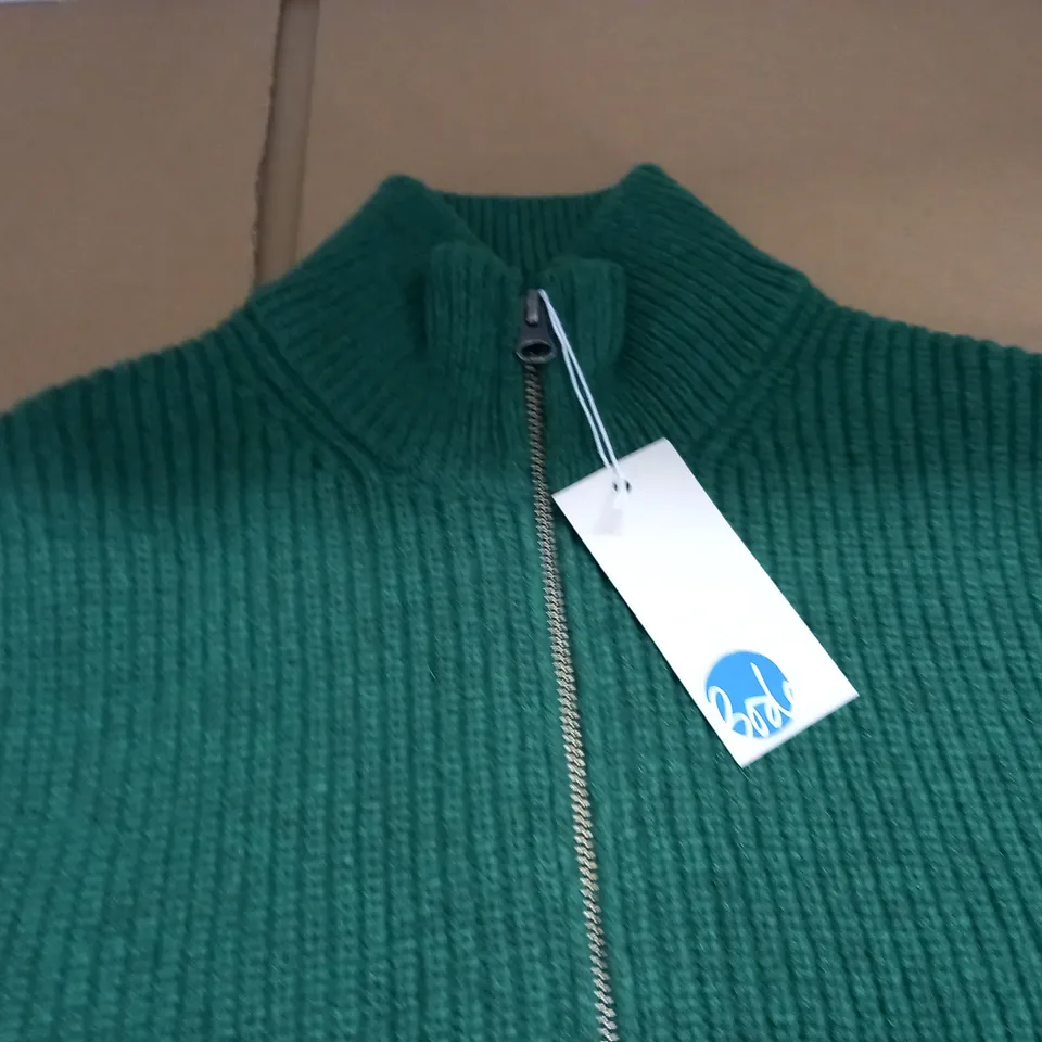 BODEN ZIP THROUGH GREEN JUMPER - XS