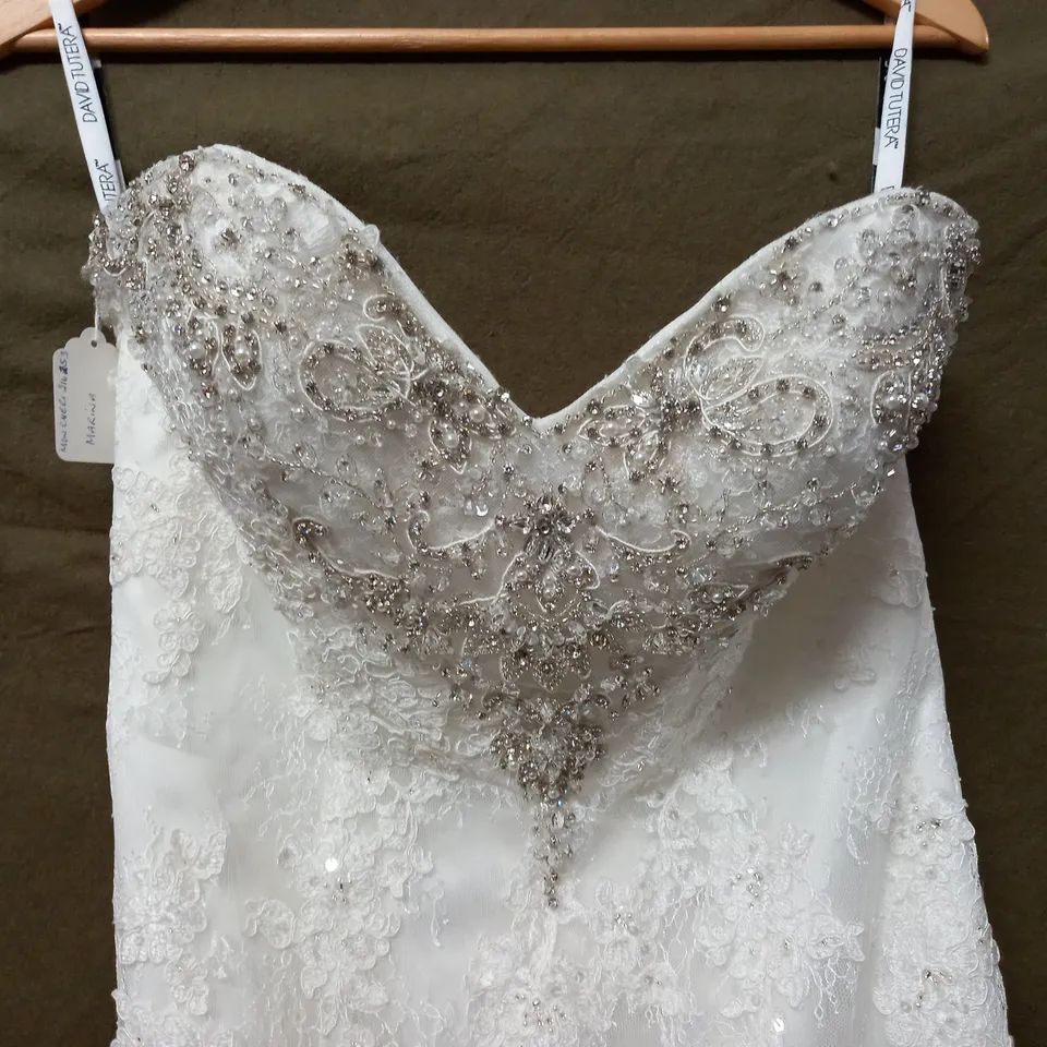 DAVID TUTERA LACE OVERLAY EMBELLISHED WEDDING DRESS - 12
