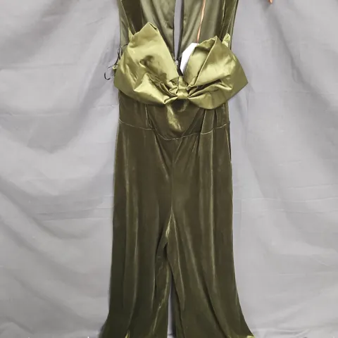 MONSOON SARAH BOW DETAIL JUMPSUIT IN GREEN SIZE 12