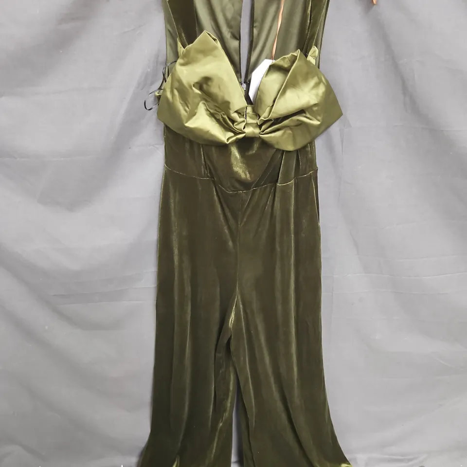 MONSOON SARAH BOW DETAIL JUMPSUIT IN GREEN SIZE 12
