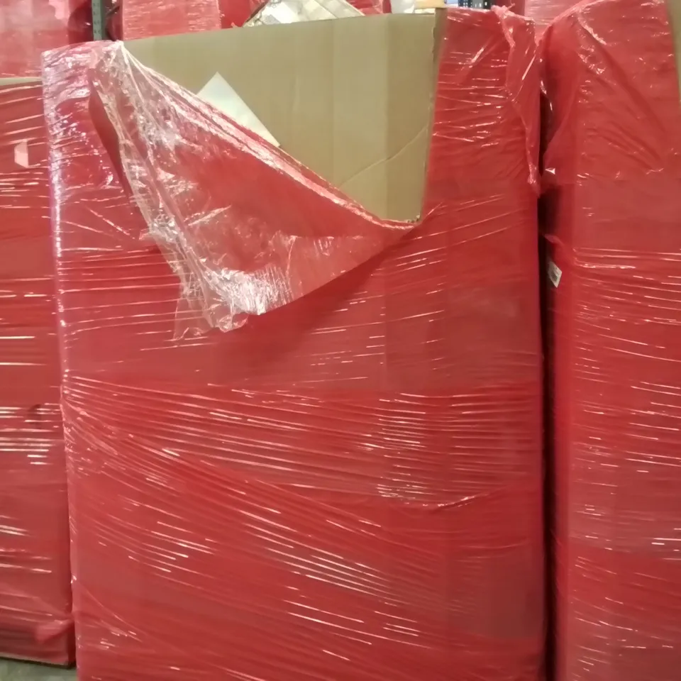 PALLET CONTAINING ASSORTED PRODUCTS INCLUDING: OFFICE CHAIR, BABY HIGHCHAIR, CHOCOLATE FONDUE FOUNTAIN, STAINLESS STEEL CAT LITTER BOX, TOILET SEAT, BLINDS ECT