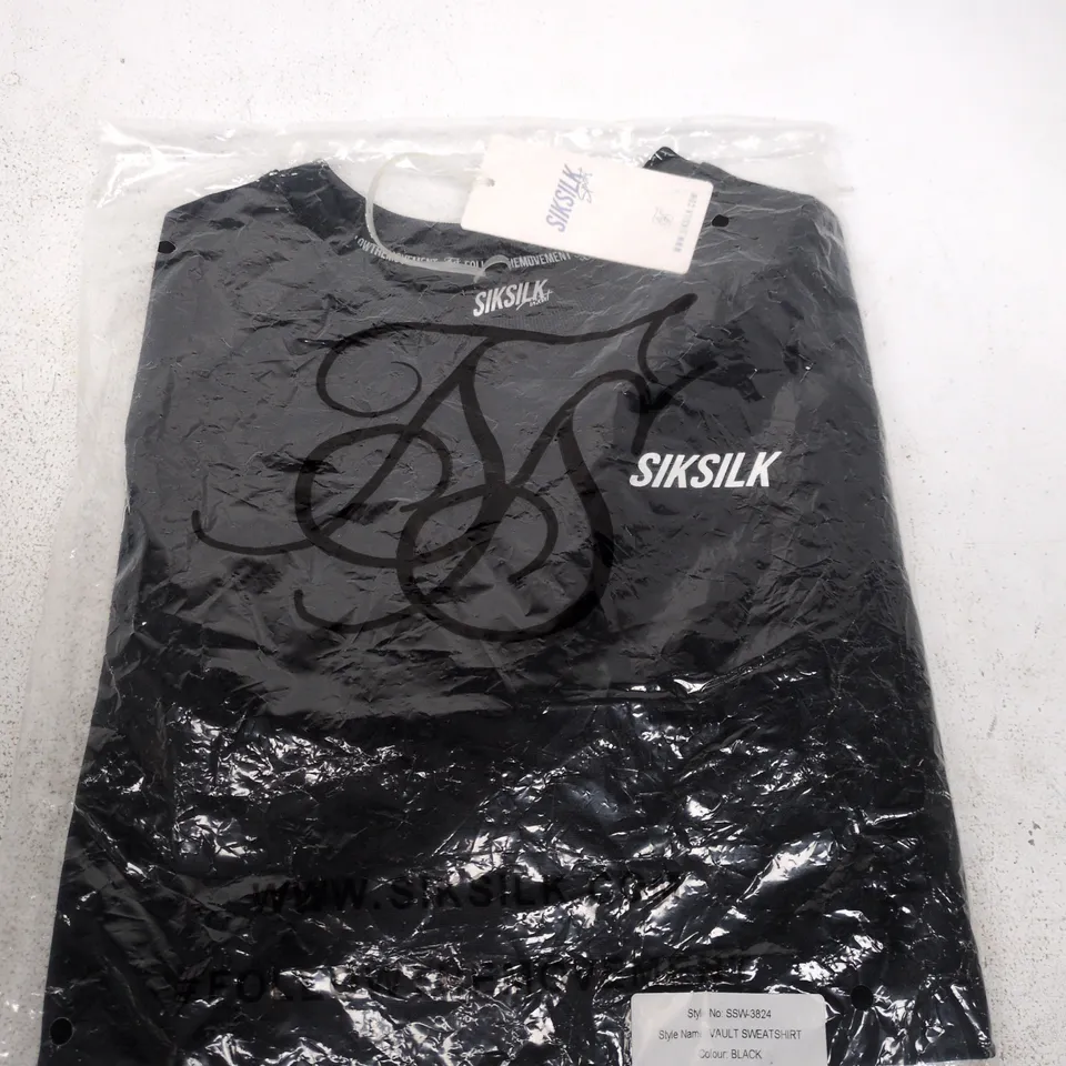 SIKSILK VAULT SWEATSHIRT – BLACK, UK 8 (XS)