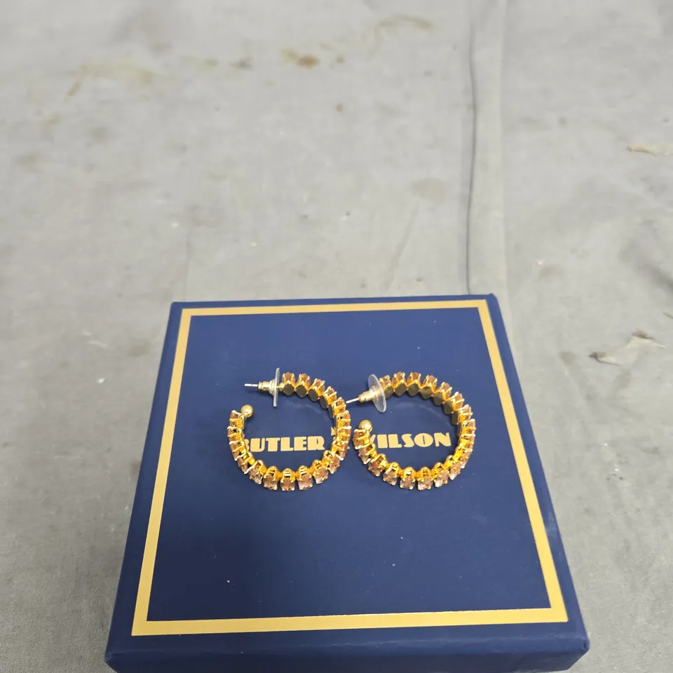 BUTLER & WILSON GOLD-TONE CRYSTAL HOOP EARRINGS