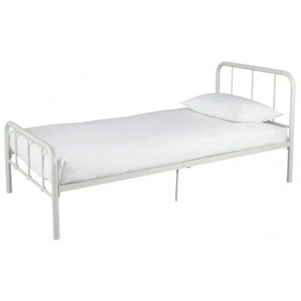 BOXED CHARLIE SINGLE METAL BED FRAME - WHITE (1 BOX)