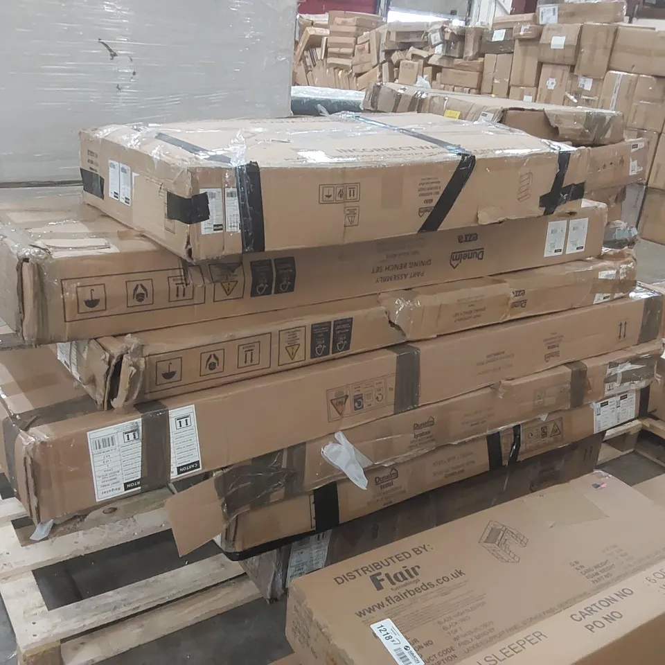PALLET CONTAINING A LARGE QUANTITY OF ASSORTED DESIGNER FURNITURE PARTS