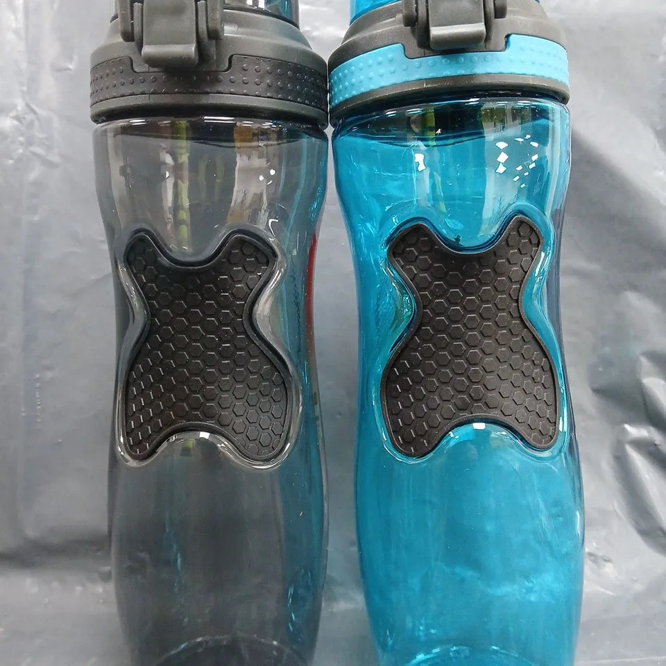 BOX OF APPROXIMATELY 5 ASSORTED OBJECT SPORTS WATER BOTTLES IN BLACK AND BLUE