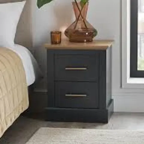 BOXED SHENFIELD 2 DRAWER BEDSIDE CHEST - GRAPHITE (1 BOX)