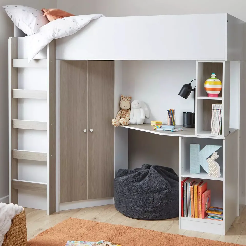 BOXED DOMINO HIGH SLEEPER BED FRAME - WHITE (1 BOX)