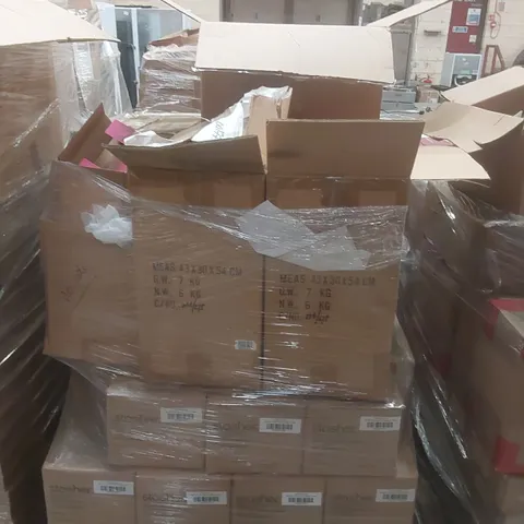PALLET CONTAINING A VERY LARGE QUANTITY OF ASSORTED BEAUTY RELATED PRODUCTS INCLUDING: BIRCHBOX KEY CHAINS, BIRCHBOX BEAUTY SETS, STASHER SANDWICH WATERFALLS ECT