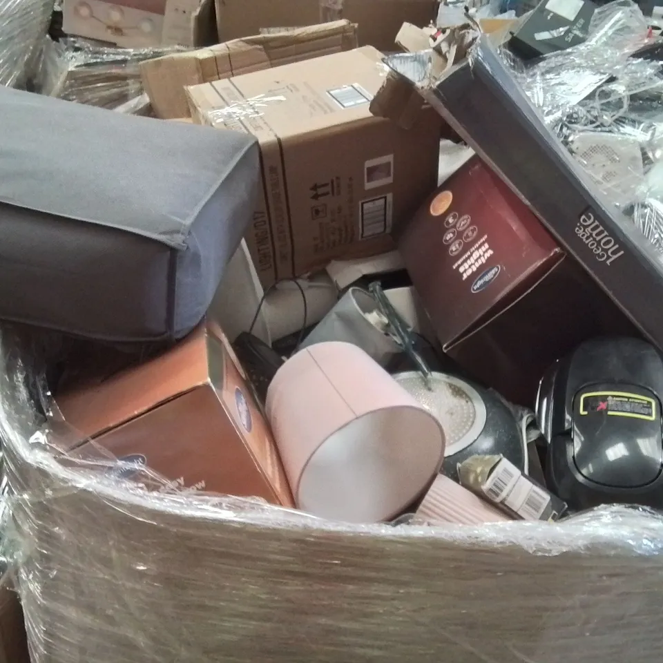 PALLET OF ASSORTED HOUSEHOLD GOODS AND PRODUCTS TO INCLUDE;HEATED BLANKET,KETTLE,PANS,LED LIGHTS,BOSCH COFFEE MACHINE