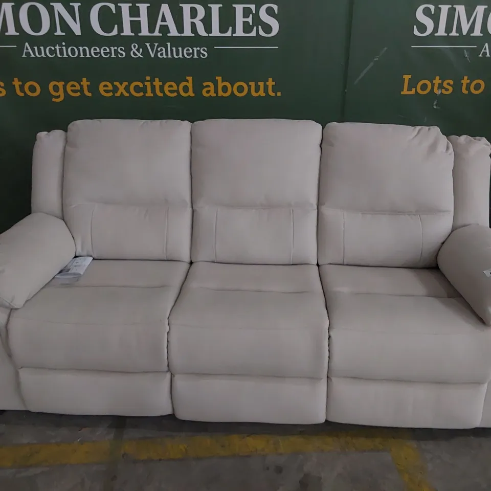 DESIGNER ALBION MANUAL RECLINING THREE SEATER SOFA NATURAL FABRIC 