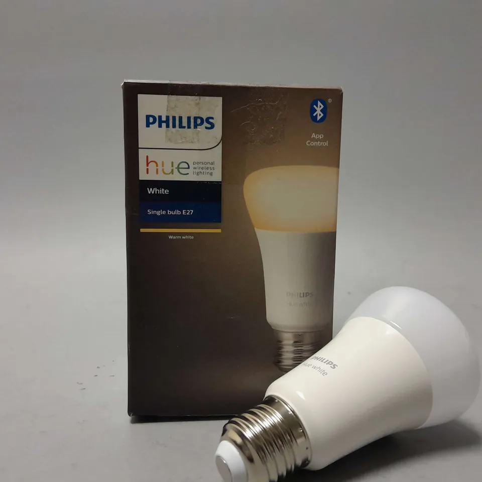 BOXED PHILIPS HUE WHITE SINGLE BULB E27 WARM WHITE