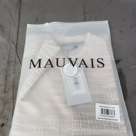 BAGGED MAUVAIS BEIGE TEXTURED RELAXED BOXY TEE – SIZE L