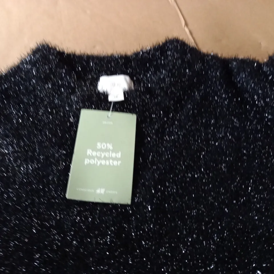H&M KNITTED BLACK GLITTER JUMPER - EUR XS