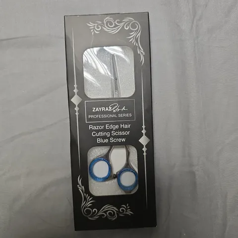 APPROXIMATELY 19 PCS - ZAYRA STYLE PROFESSIONAL SERIES RAZOR EDGE HAIR CUTTING SCISSORS – BLUE SCREW