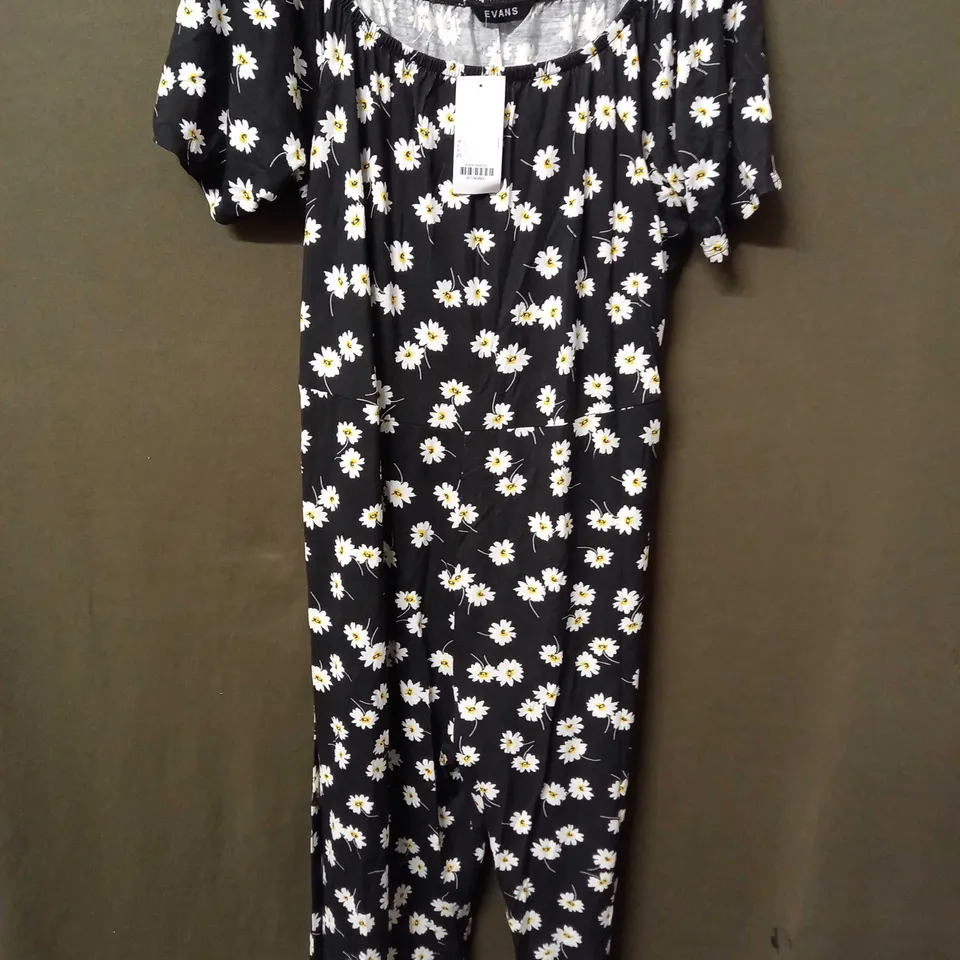 EVANS DAISY PRINT JUMPSUIT IN BLACK - UK 20