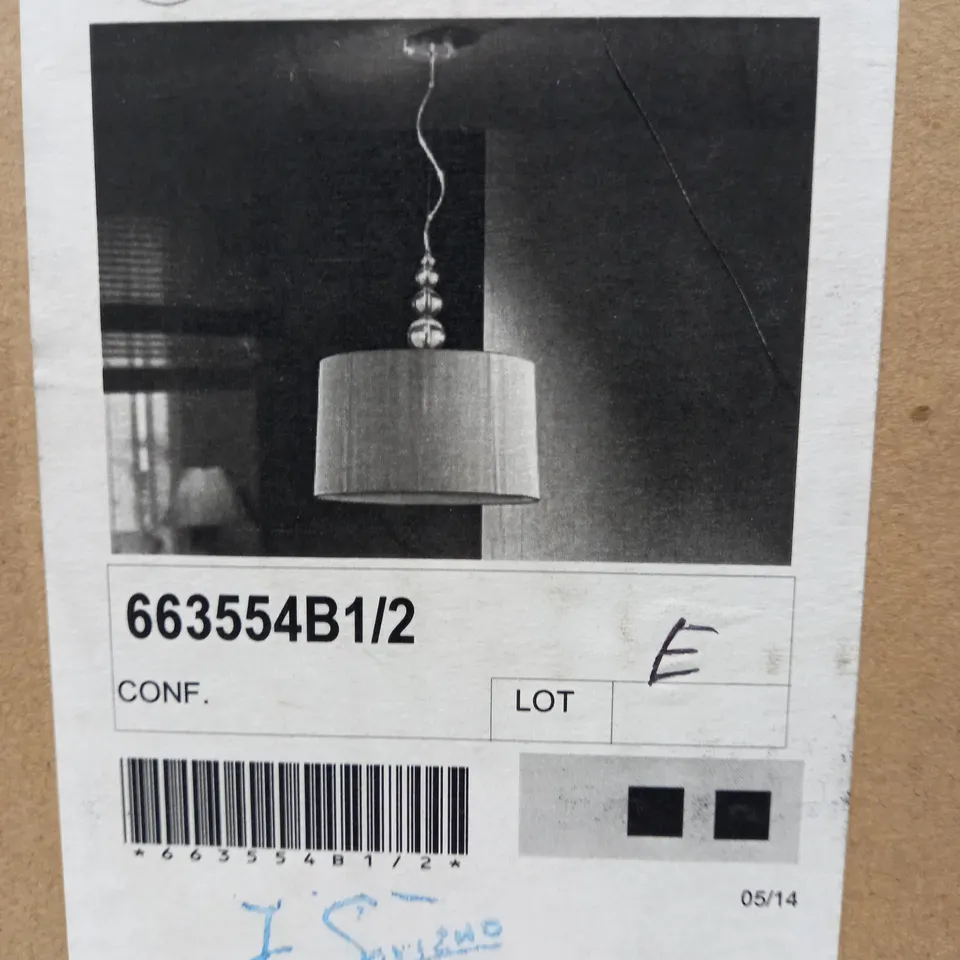 BOXED SCHULLER MERCURY 3 LED LIGHT DRUM PENDANT TRANSPARENT 