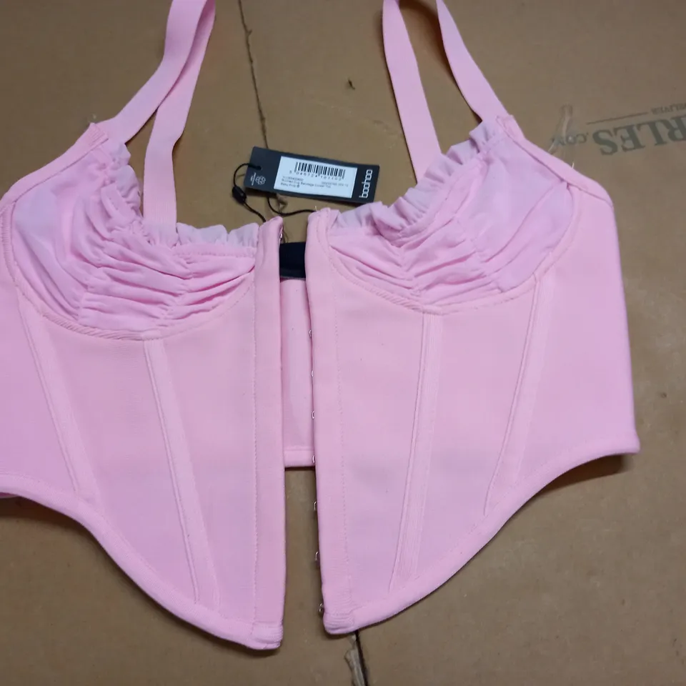 BOOHOO PINK RUCHED CUP BANDAGE CORSET TOP - 8