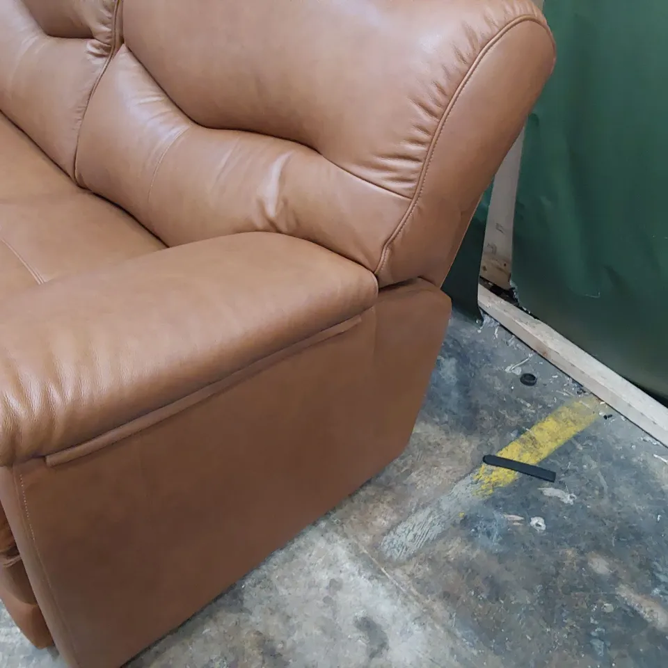 QUALITY BRITISH DESIGNER G PLAN STRATFORD TWO SEATER SOFA DALLAS TAN LEATHER 