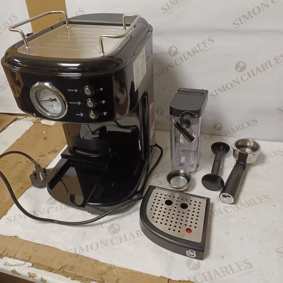 SWAN RETRO ONE TOUCH ESPRESSO MACHINE, BLACK