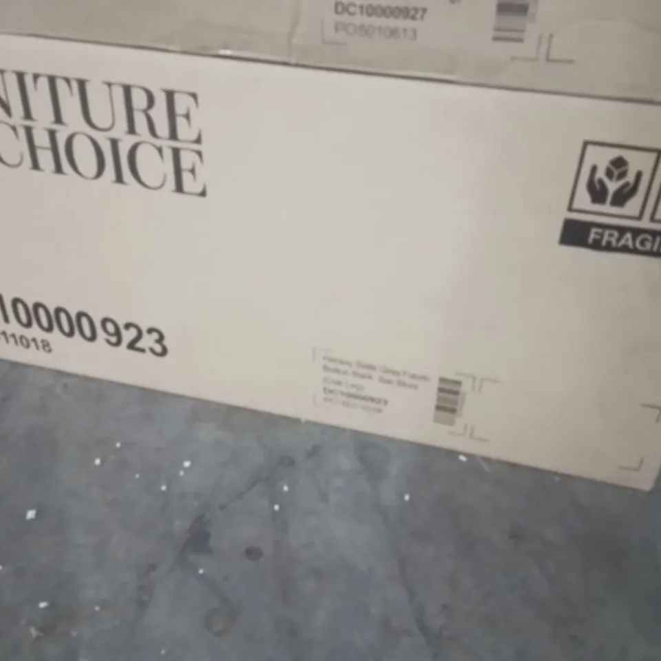 BOXED HENLEY SLATE GREY FABRIC BUTTON BACK BAR STOOL