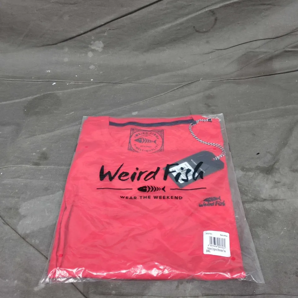 WEIRD FISH FISHED ORGANIC BRANDED TEE IN RETRO RED SIZE 3XL