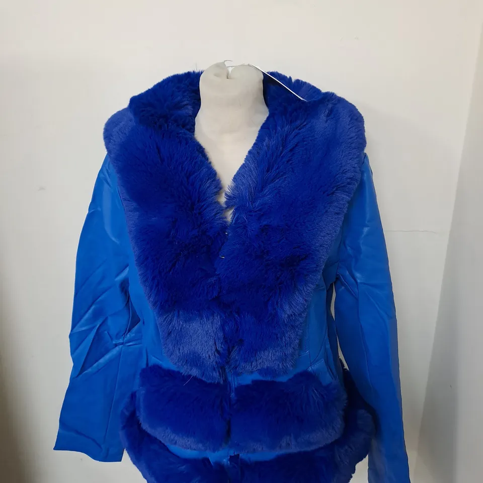 BAD HANDWRITING FAUX FUR AND LEATHER JACKET SIZE L