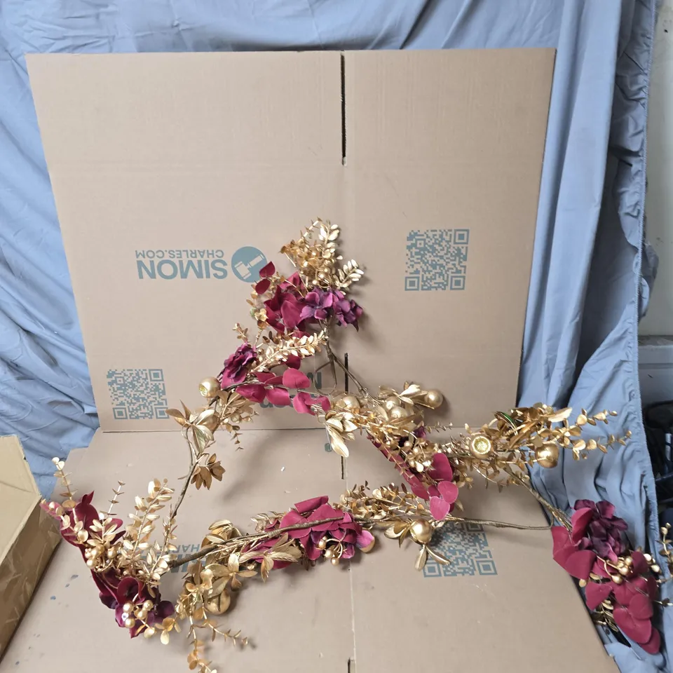 2X GISELA GRAHAM FAUX FLOWER RED AND GOLD 