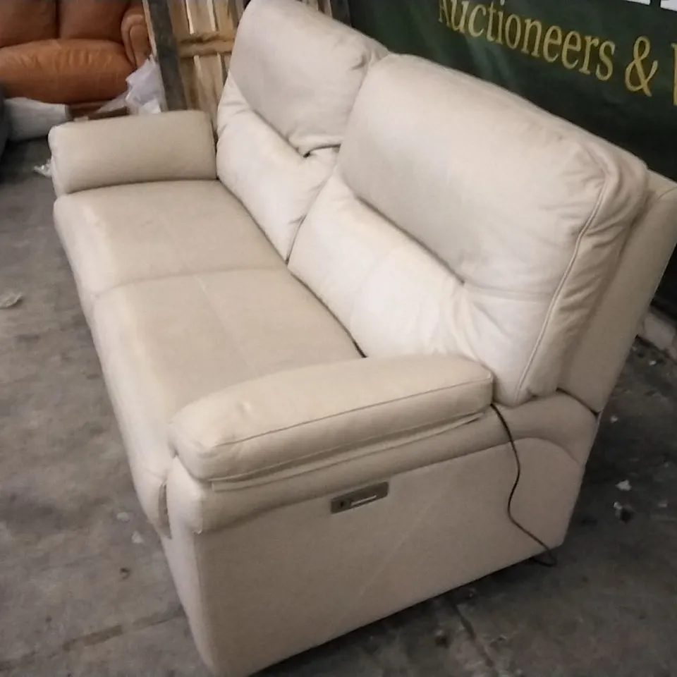 QUALITY BRITISH DESIGNED & MANUFACTURED G PLAN CREAM LEATHER ELECTRIC RECLINING 3 SEATER SOFA