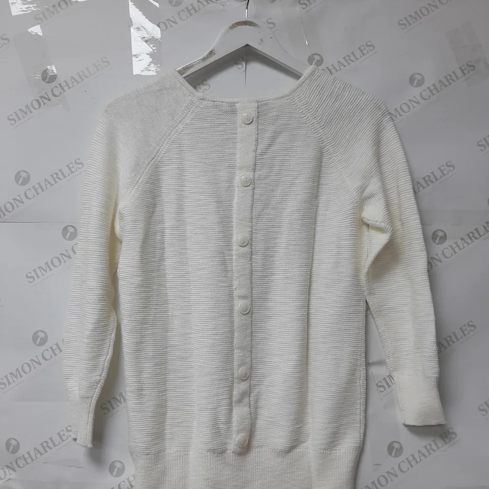 RUTH LANGSFORD LADIES JUMPER WITH BACK BUTTON DETAIL WHITE SIZE XS