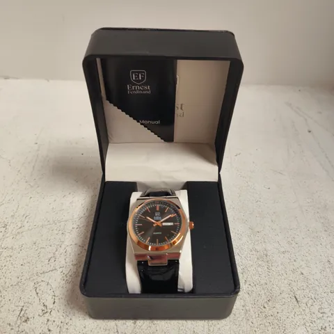 ERNEST FERDINAND QUARTZ WRISTWATCH – BOXED WITH LEATHER STRAP