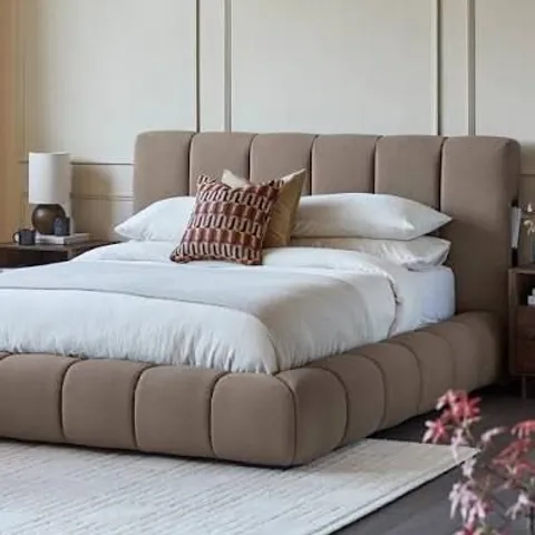 BOXED DANETTI LILLIAN SUPER KING OTTOMAN BED - MOCHA SMOOTH PLUSH FABRIC (4 BOXES)