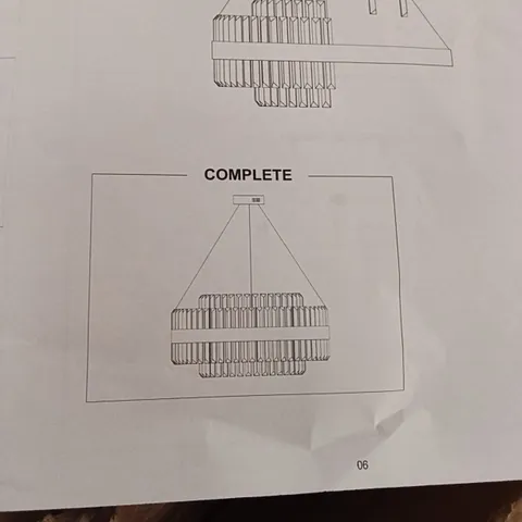 BOXED CHANDELIER LIGHT PENDANT - GOLD/GLASS (1 BOX) 