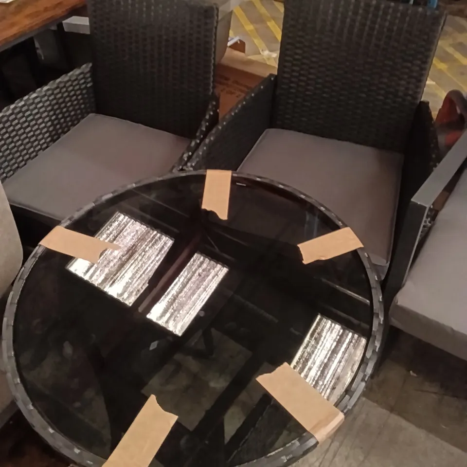 2 CHAIR & TABLE OUTDOOR GARDEN SET - BLACK