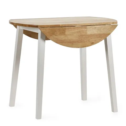 BOXED JULIAN BOWEN LINWOOD ROUND DROP LEAF TABLE - NATURAL/ WHITE (1 BOX)
