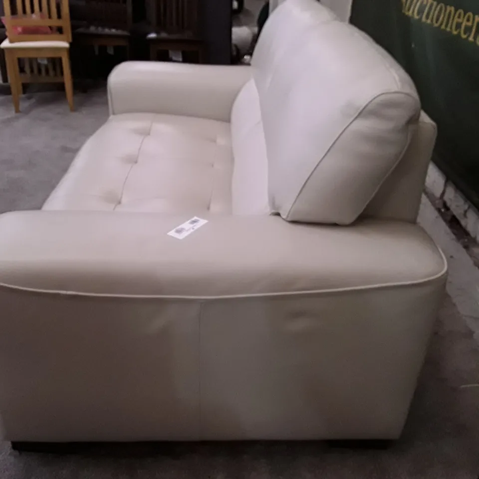 QUALITY ITALIAN DESIGNER MARCOS LOVESEAT - STONE LEATHER 