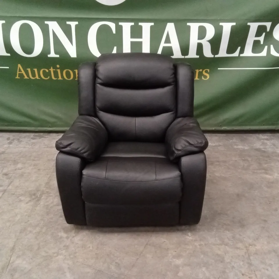 ROTHBURY LUXURY FAUX LEATHER HIGH BACK MANUAL RECLINER ARMCHAIR  - BLACK RRP £449
