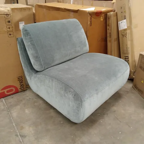 DANETTI FRANCES BLUE GREY FABRIC SWIVEL ACCENT CHAIR
