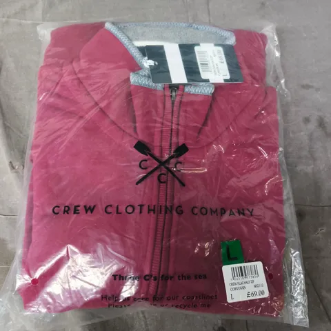 BAGGED CREW CLOTHING COMPANY CREW FLAG HALF ZIP IN MAROON SIZE LARGE