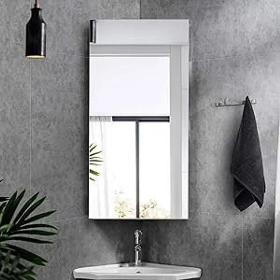 BOXED BATHROOM MIRROR CABINET WALL MOUNTED BATHROOM STORAGE CUPBOARD SINGLE DOOR MIRRORED BATHROOM CABINET