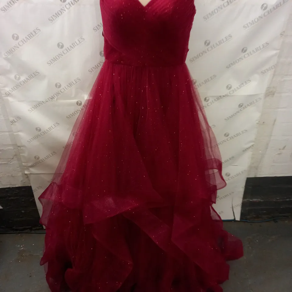 RED GLITTER OCCASIONAL DRESS - 4