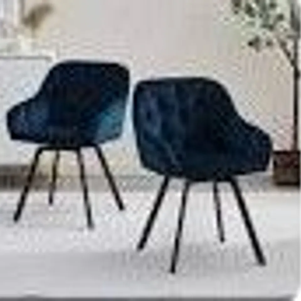 BOXED GARVIES SET OF TWO GREEN VELVET SWIVEL DINING CHAIRS (1 BOX)