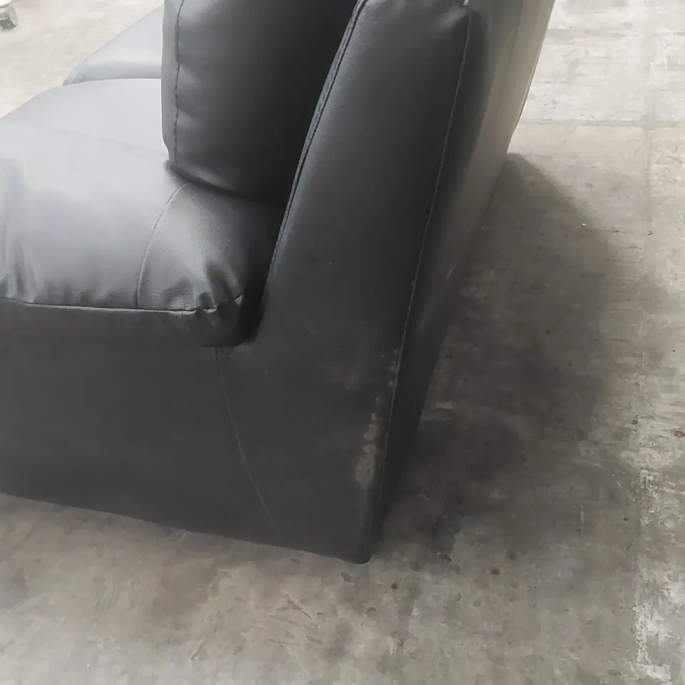 DESIGNER 2 SEATER BLACK FAUX LEATHER SOFA