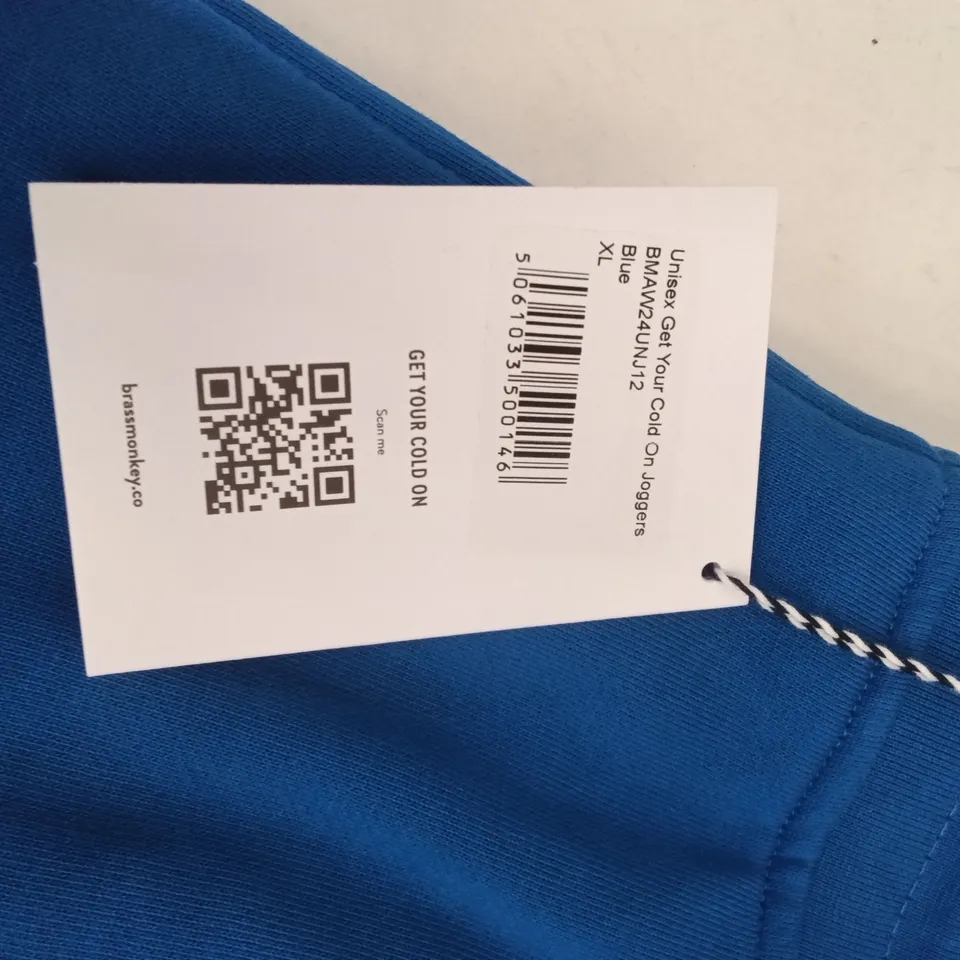 BOX TO CONTAIN BRASS MONKEY JOGGERS - BLUE SIZE XL APPROXIMATELY 8