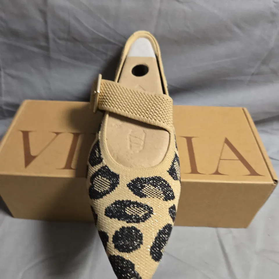 BOXED PAIR OF VIVAIA MARIA LEOPARD PRINT SHOES - UK SIZE 4