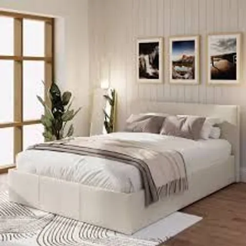 BOXED GFW 4' SMALL DOUBLE NATURAL FABRIC OTTOMAN BED (2 BOXES)