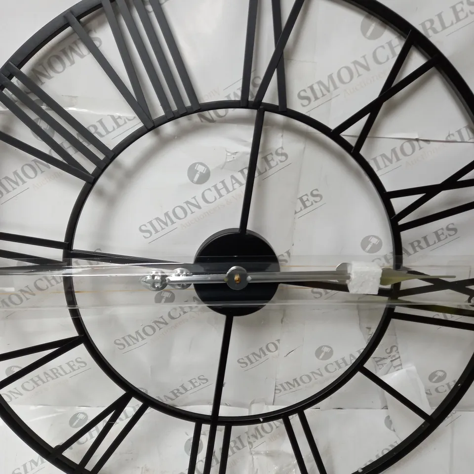 KLASS HOME 60CM BLACK SKELETON CLOCK 
