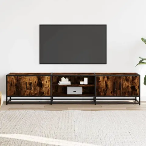 BOXED AMAHNI TV STAND MADE OF SMOKED OAK WOOD, 180×35×41CM (2 BOXES)
